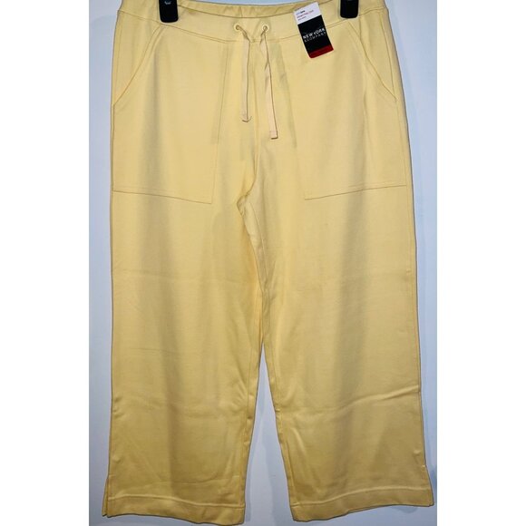 New York & Company Pants - New York & Company Womens Yellow Cotton Wide-Leg Capri pants Small New with tags